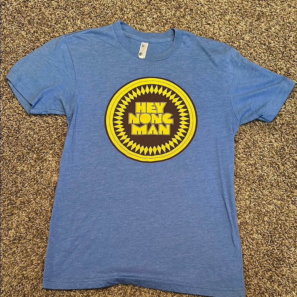 Comedy Bang Bang Heynong Man American Apparel Blue and Yellow Short Sleeve Tee